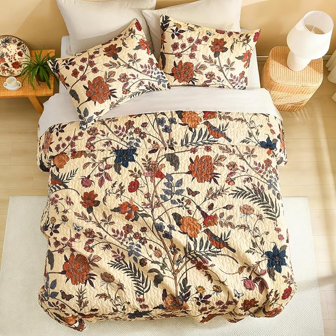 Litanika Floral Beige Quilt King Size - Image 4