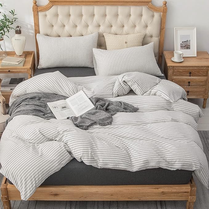 PURE ERA Jersey Knit Duvet Cover Set 100% T-Shirt Heather Cotton Super Soft - Image 4