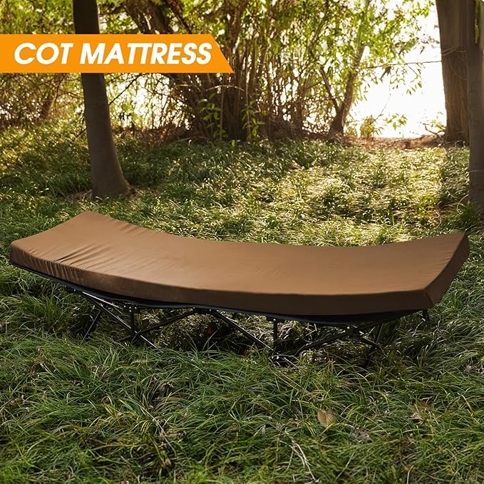 CYMULA Camping Cot Mattress 2in Memory Foam Sleeping Pad, Soft Warm Non-Slip - Image 6