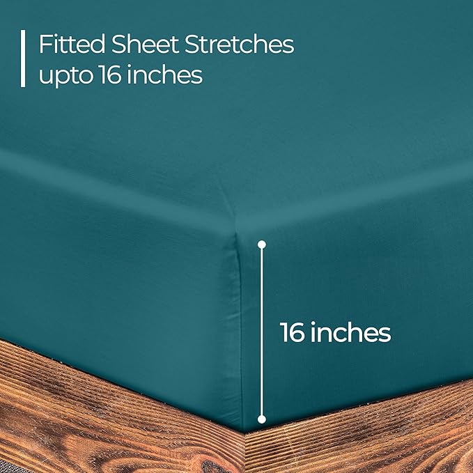 ROYALE LINENS 300 Thread Count 100% Long Staple Combed Cotton Fitted Sheet Full - Image 2