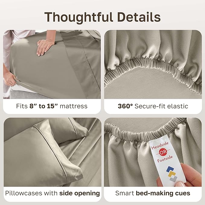 California Design Den Soft 100% Cotton Bed Sheets Split King Set, 400 TC Good - Image 6