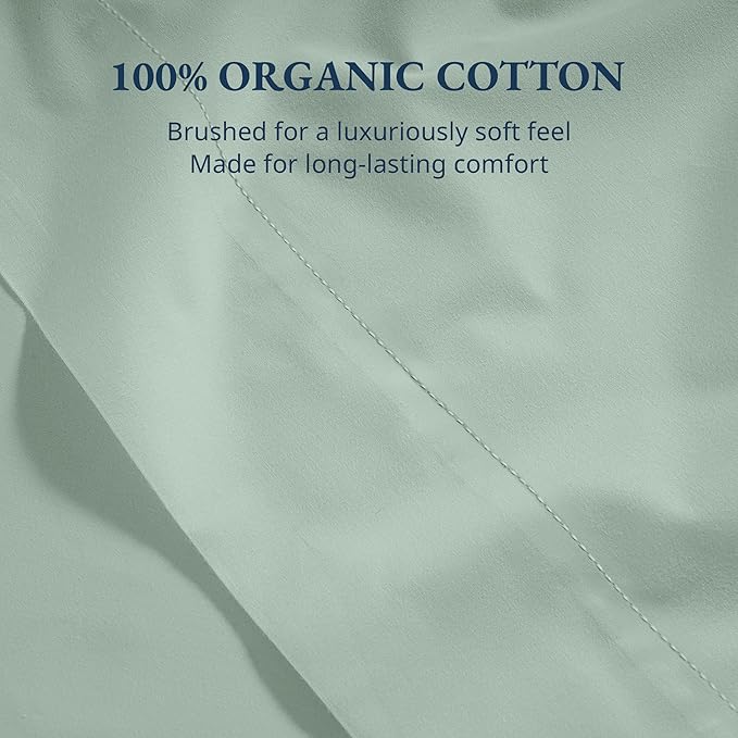 Lane Linen 100% Organic Cotton Queen Size Flat Sheet Only - Image 5