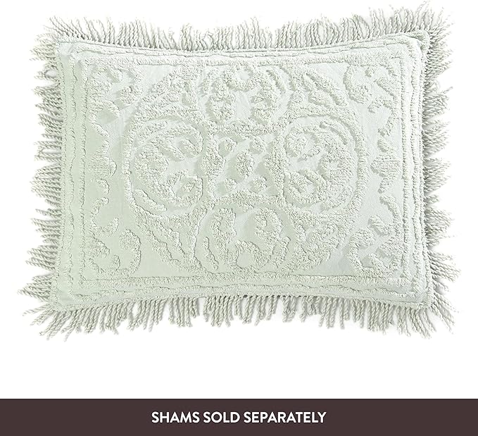 Beatrice Home Fashions Medallion Chenille Bedspread, King, Sage