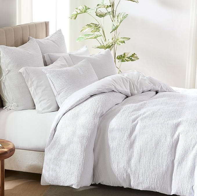 WDCOZY 100% Cotton Luxury Honeycomb Duvet Cover Set Queen Size - Image 9
