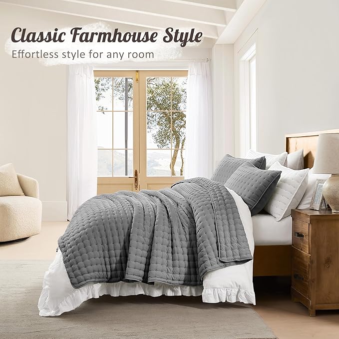 WDCOZY Dark Grey King Size Quilt Bedding Sets - Image 6