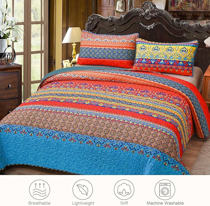 Exclusivo Mezcla Reversible Boho Quilts King Size - Image 2