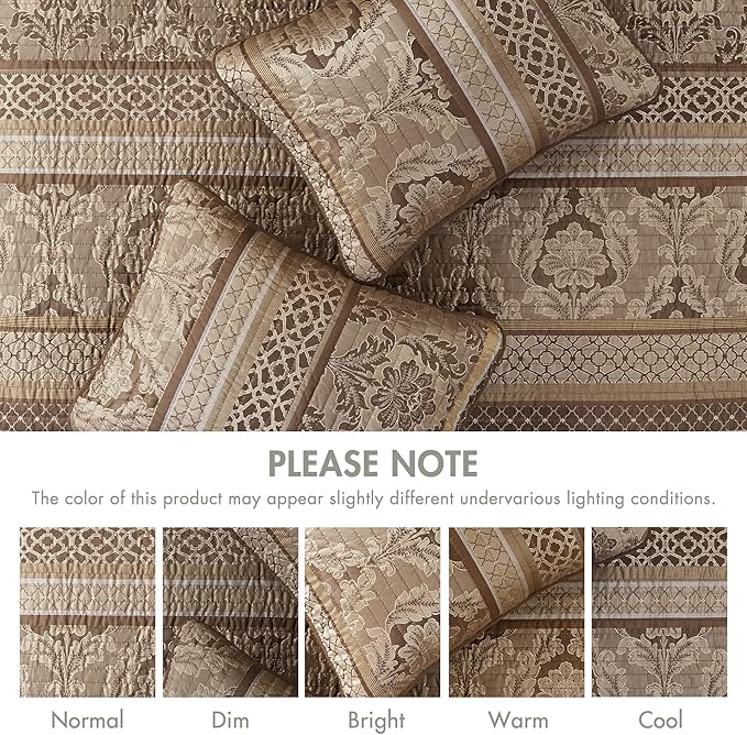 Madison Park Quilt Traditional Damask Design All Season, Lightweight Coverlet - Image 7