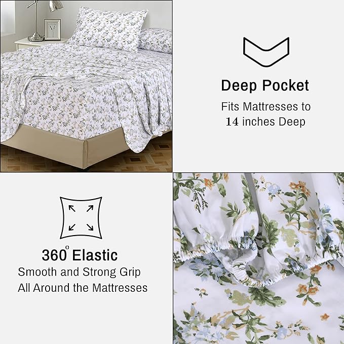 RUVANTI 100% Cotton Sheets – California King Percale Bedding, Cooling & - Image 6