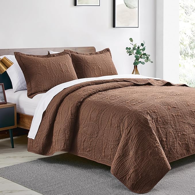 Love's cabin King Size Quilt Bedding Set Brown Bedspreads - Image 6
