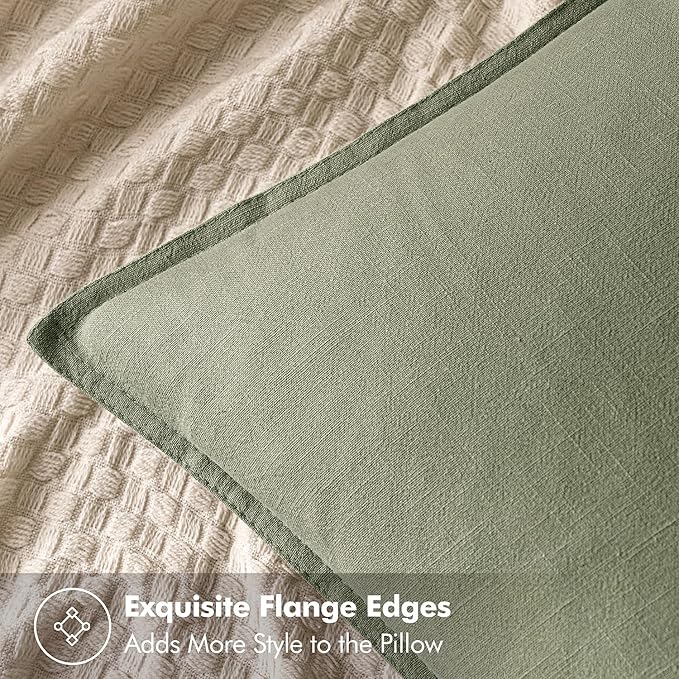 MIULEE Decorative Linen Pillow Covers 18x18 Inch Sage Green ​Boho Farmhouse​ - Image 2