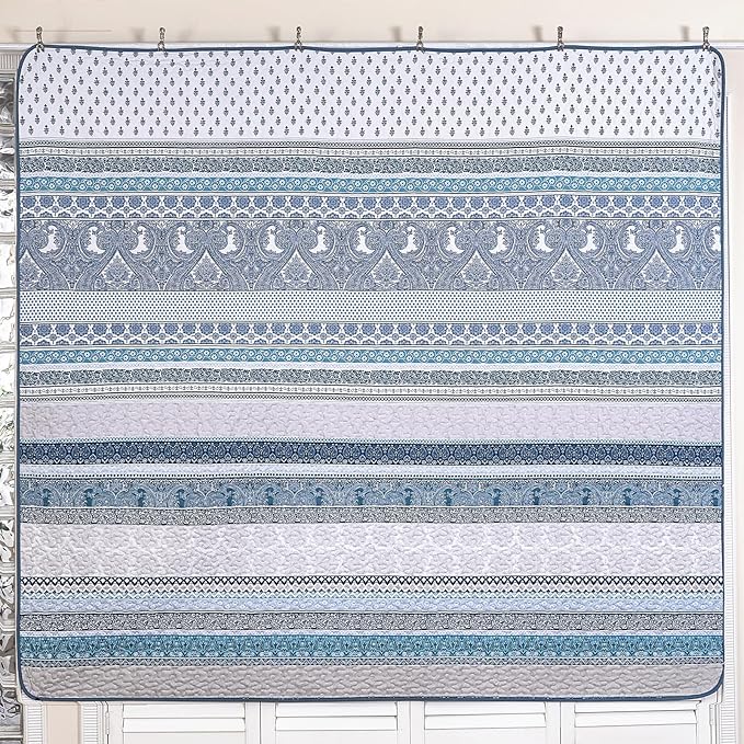 WONGS BEDDING Boho Quilt Set King Size, Lightweight Bedspread Coverlet Bedding - Image 6