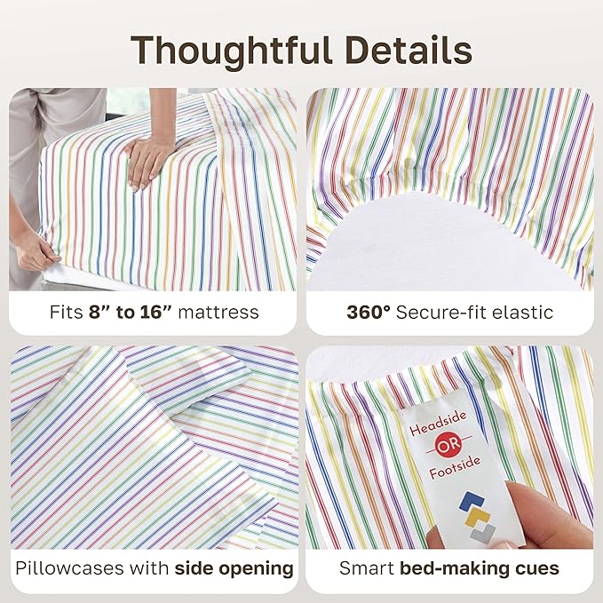 California Design Den Soft Full Size 100% Cotton Sheet Sets, 400 TC Good - Image 5