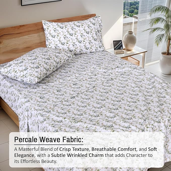 RUVANTI 100% Cotton Sheets – Twin Size Percale Bedding, Cooling & Breathable - Image 3