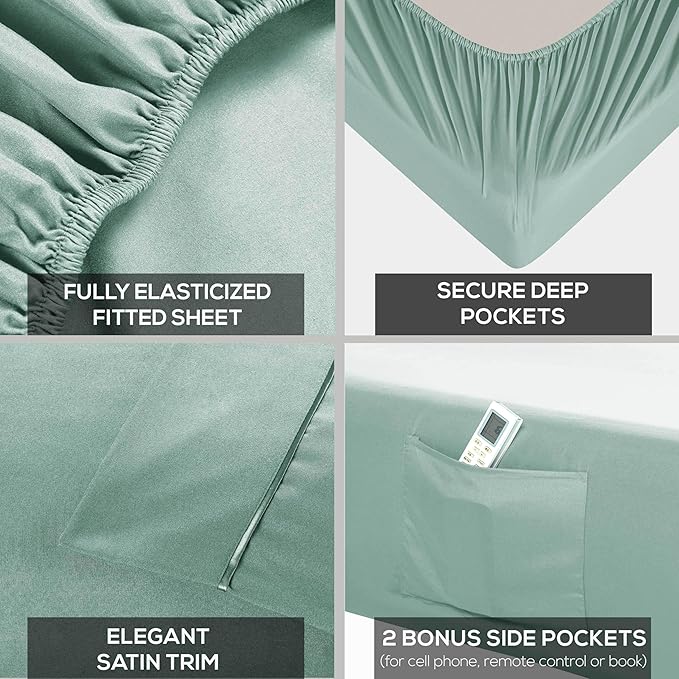 Mueller Luxury 6 PC Full Size Bed Sheets, Super Soft 1800, Deep Pocket up to - Image 4
