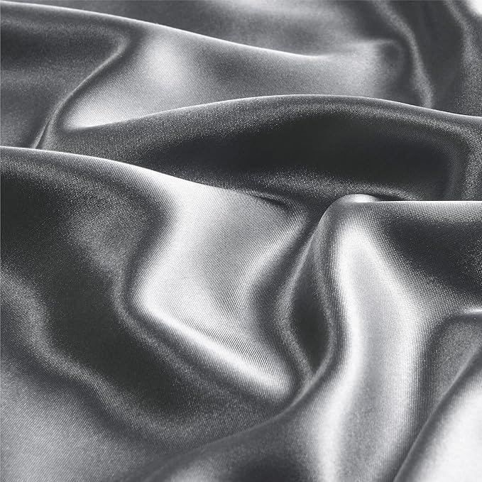 BEDELITE Satin Pillowcase with Zipper, Dark Grey King Size Pillow Cases Set of 2 - Image 3