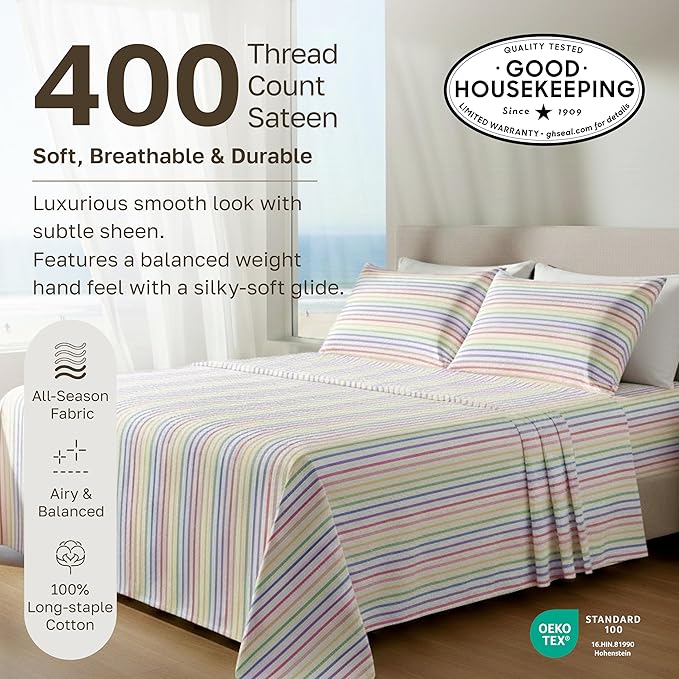 California Design Den Soft Queen Size 100% Cotton Sheet Sets, 400 TC Good - Image 3