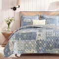 BLOOMHAVEN Quilt Set Queen Size, Patchwork Blue Floral Quilt Sets, Reversible by BLOOMHAVEN