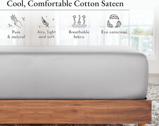 California Design Den King Fitted Sheet Deep Pocket, Soft 100% Cotton Sateen - Image 6