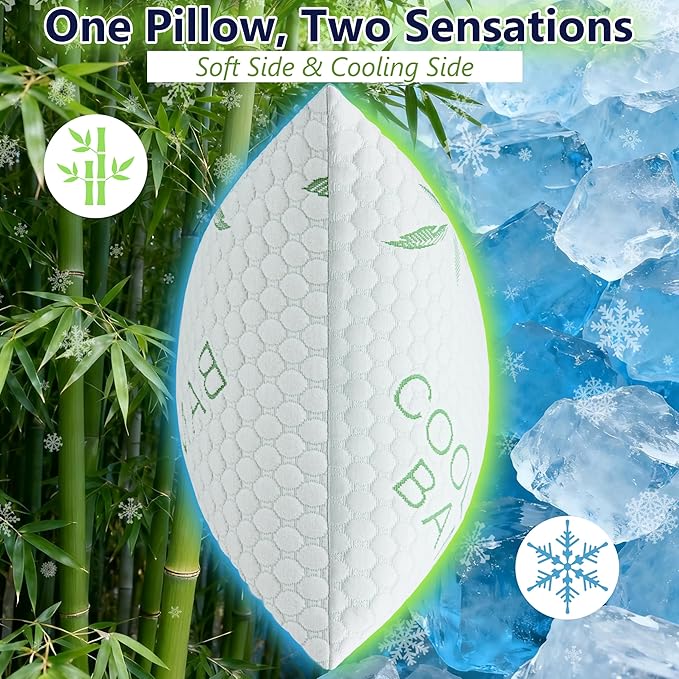 Shredded Memory Foam Pillow, Cooling Pillow Queen Size 1 Pack Adjustable Firm - Image 5