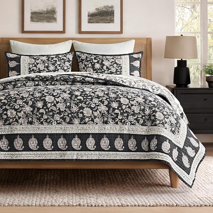 EverGrace Cotton Quilt Set King Size, 100% Cotton Reversible Lightweight by EverGrace