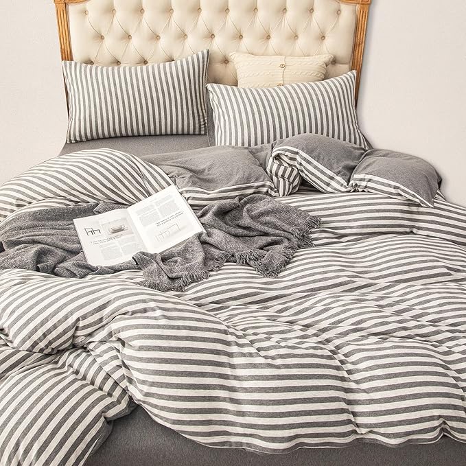 PURE ERA Jersey Knit Duvet Cover Set 100% T-Shirt Heather Cotton Super Soft by PUREERA