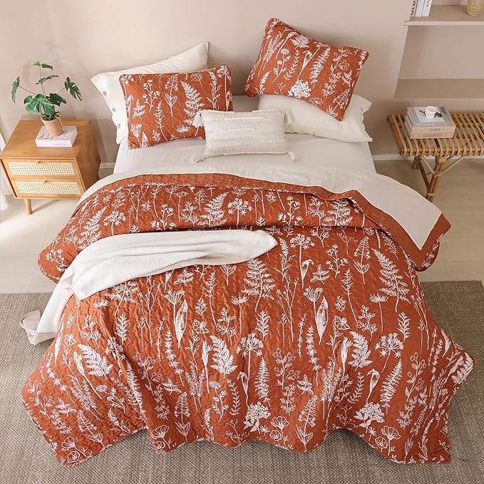 JANZAA Terracotta Bed Spread Boho Quilt - Image 8