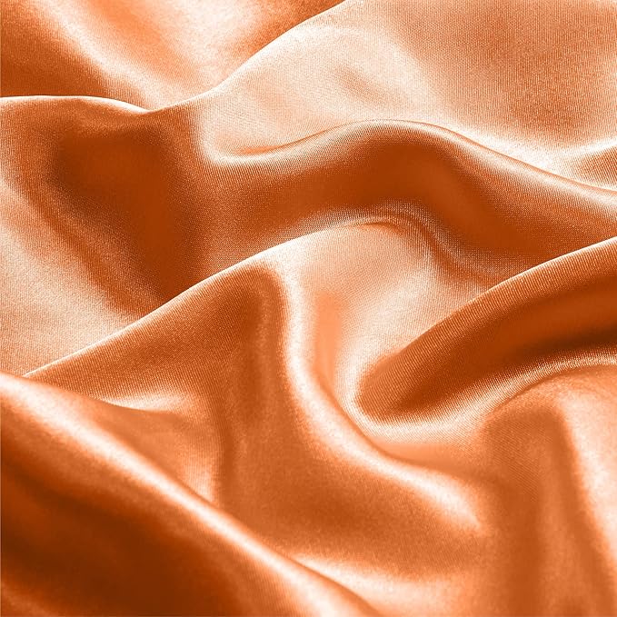 BEDELITE Satin Pillowcase with Zipper, Burnt Orange Pillow Cases Queen Size Set - Image 3
