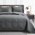 Love's cabin Twin Quilt Set Dark Grey Bedspreads Bedding Set by Lovescabin