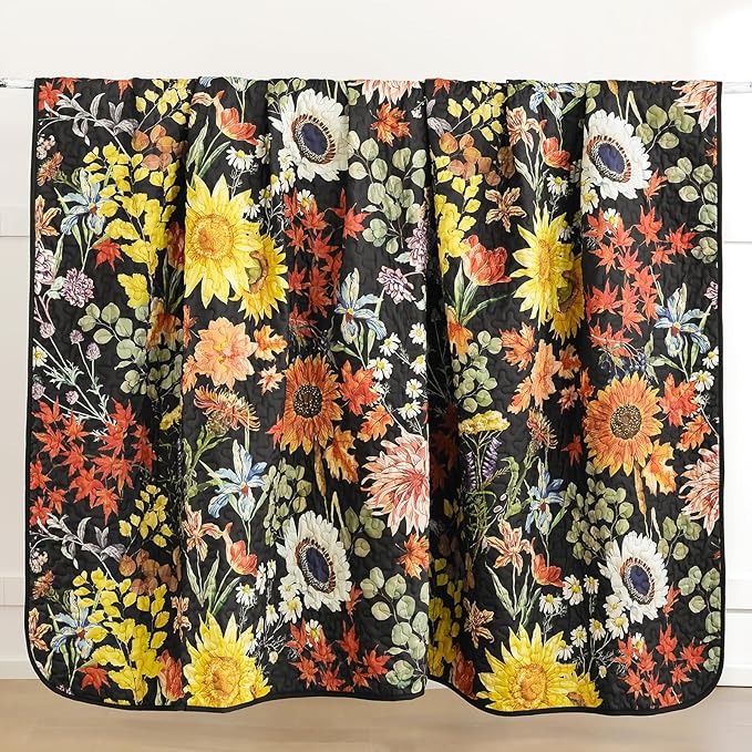 Yiran Floral Quilts Queen Size, 3 Pieces Summer Colorful Soft Lightweight - Image 8