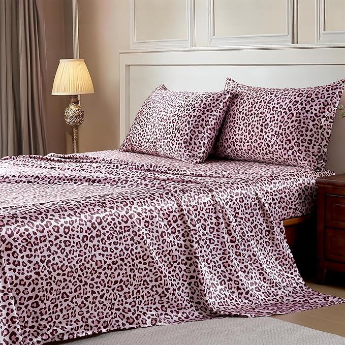 MR&HM Satin Bed Sheets with Elastic Corner Straps, King Size Sheets Set by MRHM