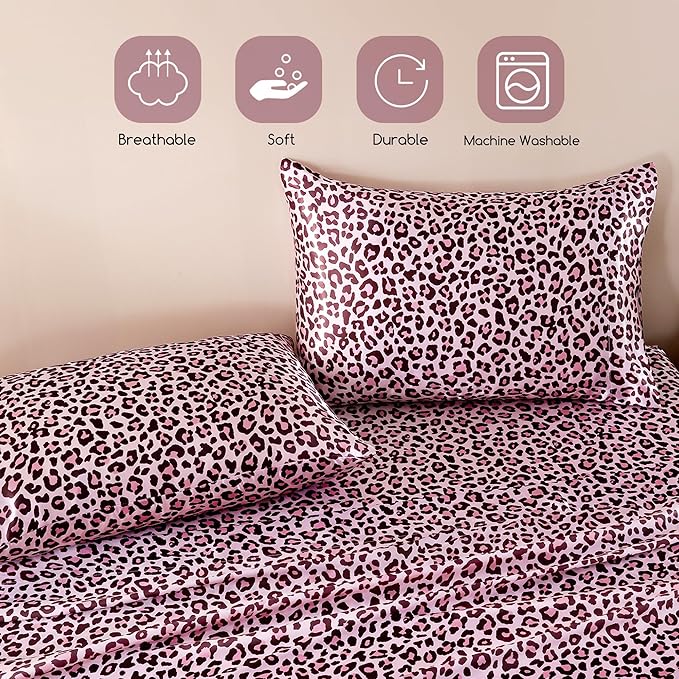 MR&HM Satin Bed Sheets with Elastic Corner Straps, Full Size Sheets Set - Image 6