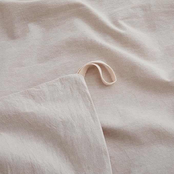 LOVQUE Bedding Duvet Cover Queen Size, 100% Washed Cotton Linen Like Natural - Image 4