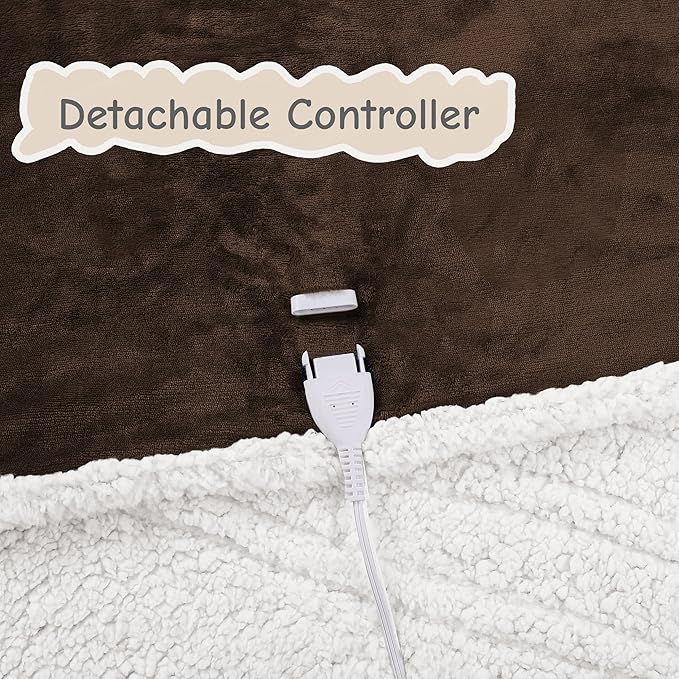 Electric Heated Blanket Throw Size 50"x60", Soft Flannel - Image 8