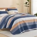 Litanika Quilt King Size BlueO, Stripe Patchwork Summer Bedspread Coverlet 3 by Litanika
