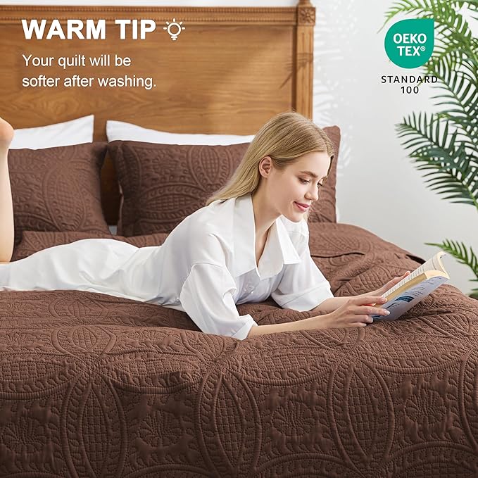 Love's cabin Oversized King Size Quilt Bedding Set Brown Bedspreads - Image 4