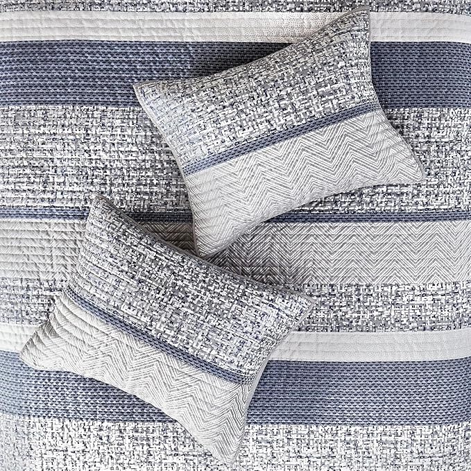 Madison Park Queen Quilt Set Lustrous Jacquard & Glitter Accent Coverlet Set - Image 5