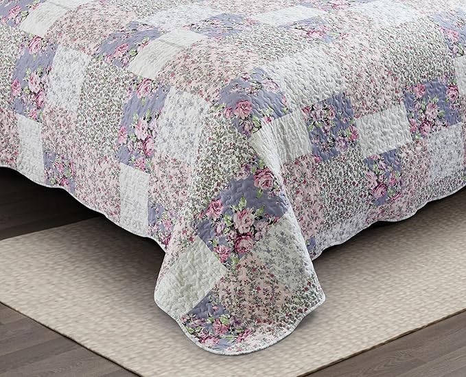 Brilliant Sunshine Roses Toile Quilt Set, 2-Piece Bedding Sets, Traditional - Image 4