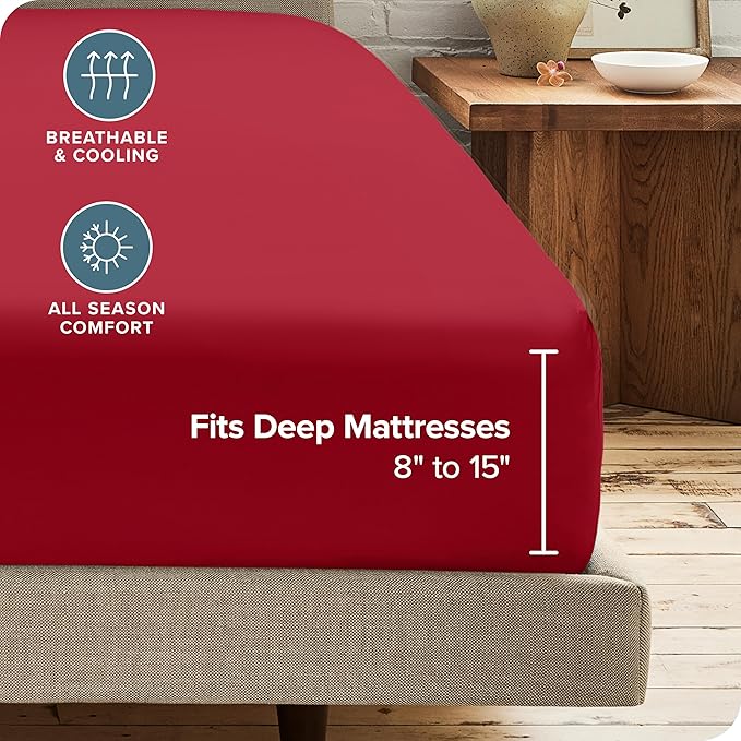 Bare Home 2-Pack Fitted Bottom Sheets Split King - Image 4