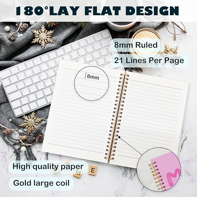 BearCake More Amore Por Favor Inspirational Notebooks, Pink Notebook Journal, Cute Trendy Notebook, Aesthetic Notebook, Notebooks for Work Note Taking, Hardcover Spiral Notebook 5.5x8.3-DeskoryOffice