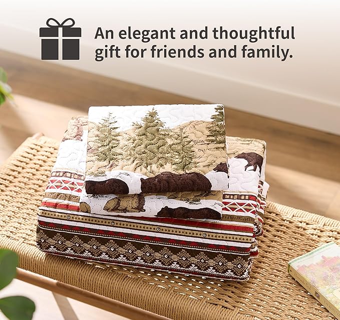 PPOLCA Cabin Twin Quilt Bedding Set, Christmas Lightweight Reversible Rustic - Image 7