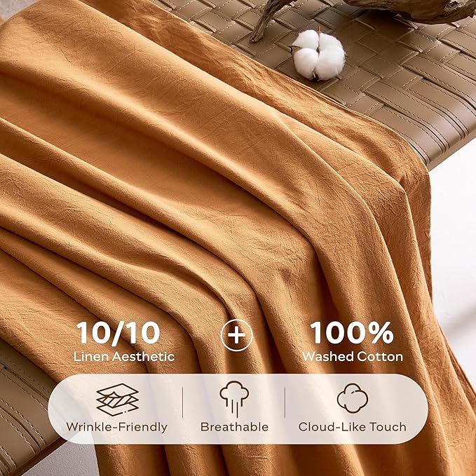 JELLYMONI 100% Washed Cotton Duvet Cover King – Soft, Breathable Linen-Look - Image 3