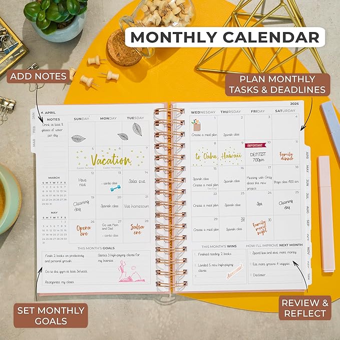 Clever Fox Dated Planner with Tabs 2026 – Weekly & Monthly Spiral Planner with - Image 4