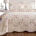 Quilt Set Classical 3D Floral Embroidery Pattern 3-Piece Cotton Reversible by ROOMLIFE