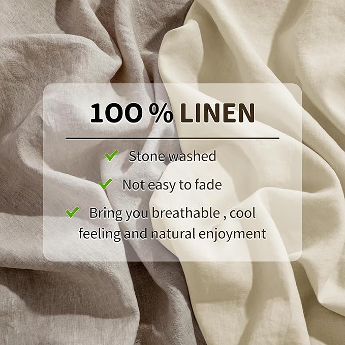 LBRO2M 100% Pure Linen Sheet Set Deep Pocket Up to 16" Bed Sheets Sets - Image 3