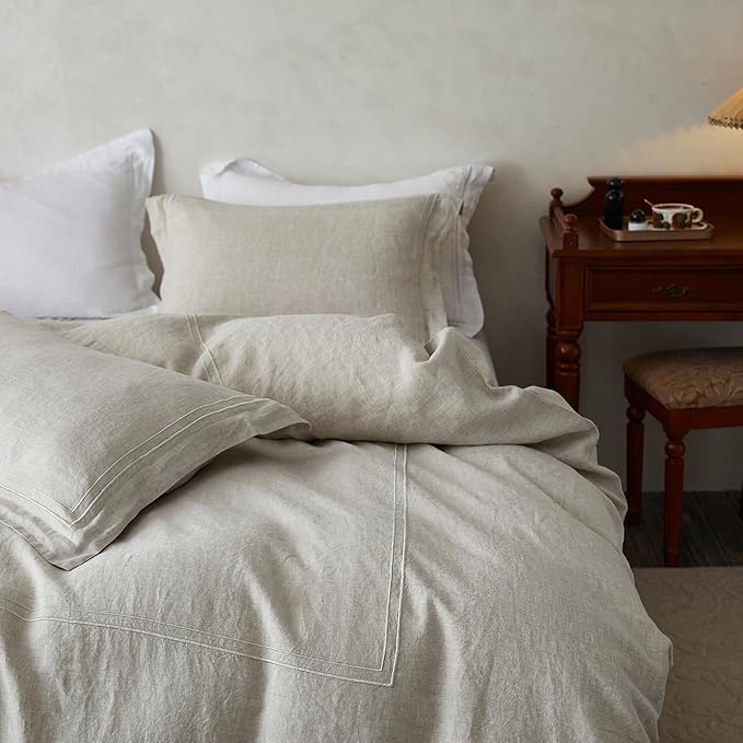 Simple&Opulence 100% Washed Linen Duvet Cover Set 68"x86" - Image 9