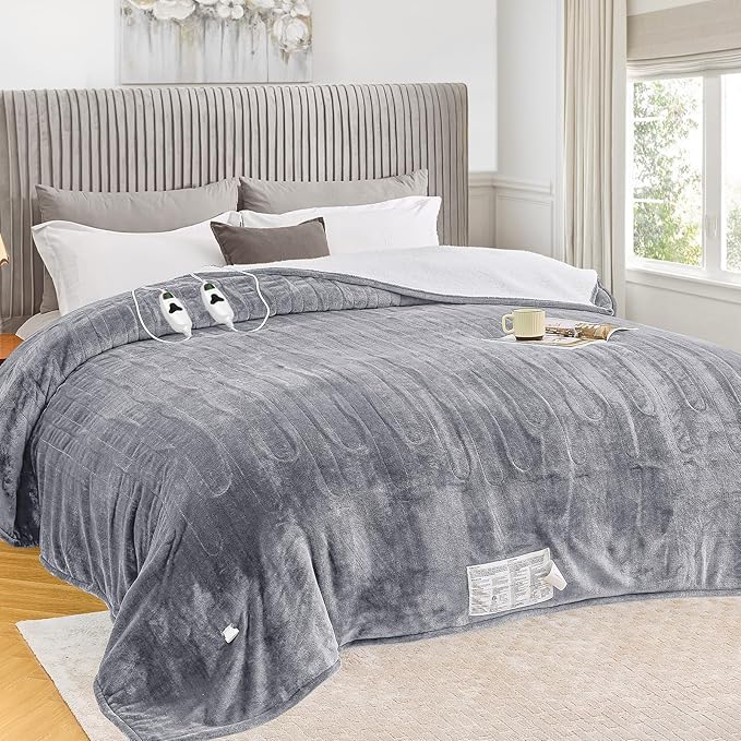 greenoak Heated Blanket Electric Queen Size 84"X90" Dual Control, Heating by Greenoak