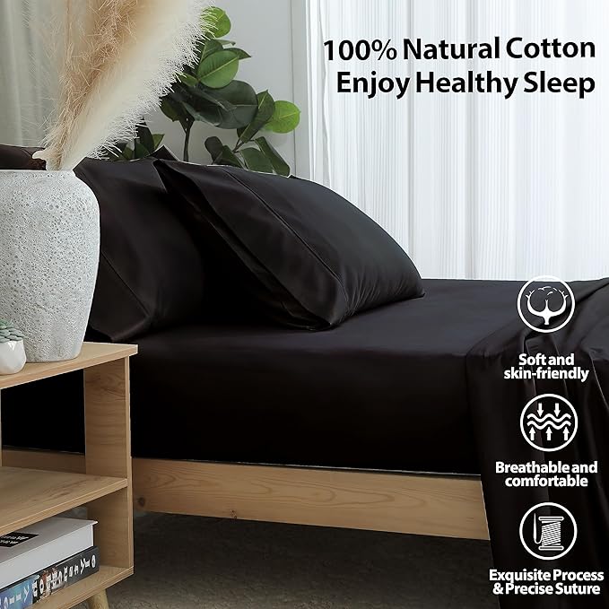 California King Size Fitted Sheet Only Black, 100% Egyptian Cotton 600 Thread - Image 7