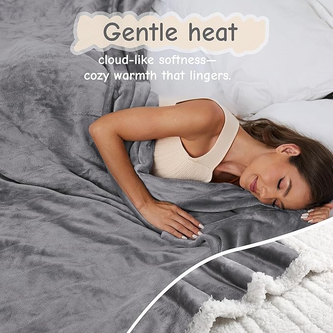 Electric Heated Blanket Queen Size 84"x90", Soft Flannel - Image 3
