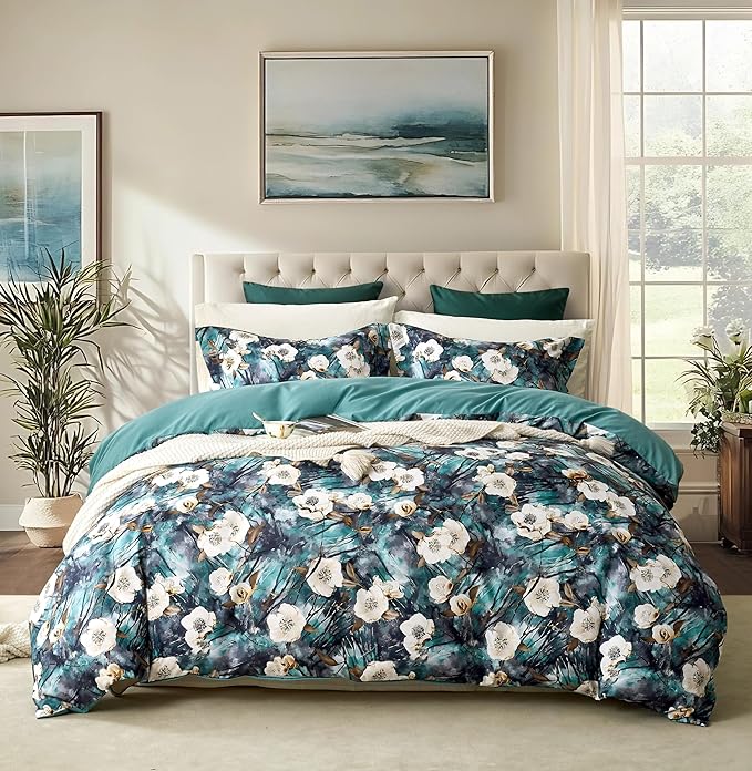 Cupocupa Duvet Cover Queen Size Set Boho Floral Pattern Queen Duvet Cover Set by CupocupaHomeCollection