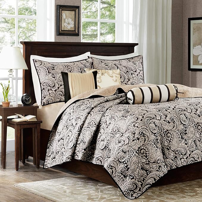 Madison Park Quilt Traditional Damask Design All Season, Lightweight Coverlet - Image 3